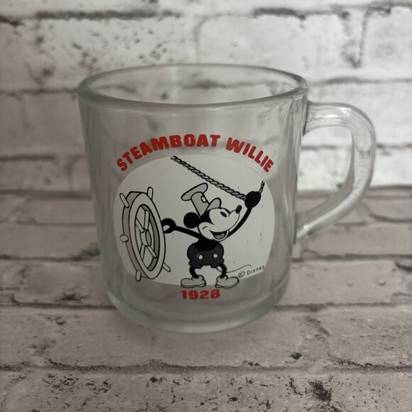 Vintage 1928 Disney Steamboat Willie Glass 8oz - Picture 1 of 2